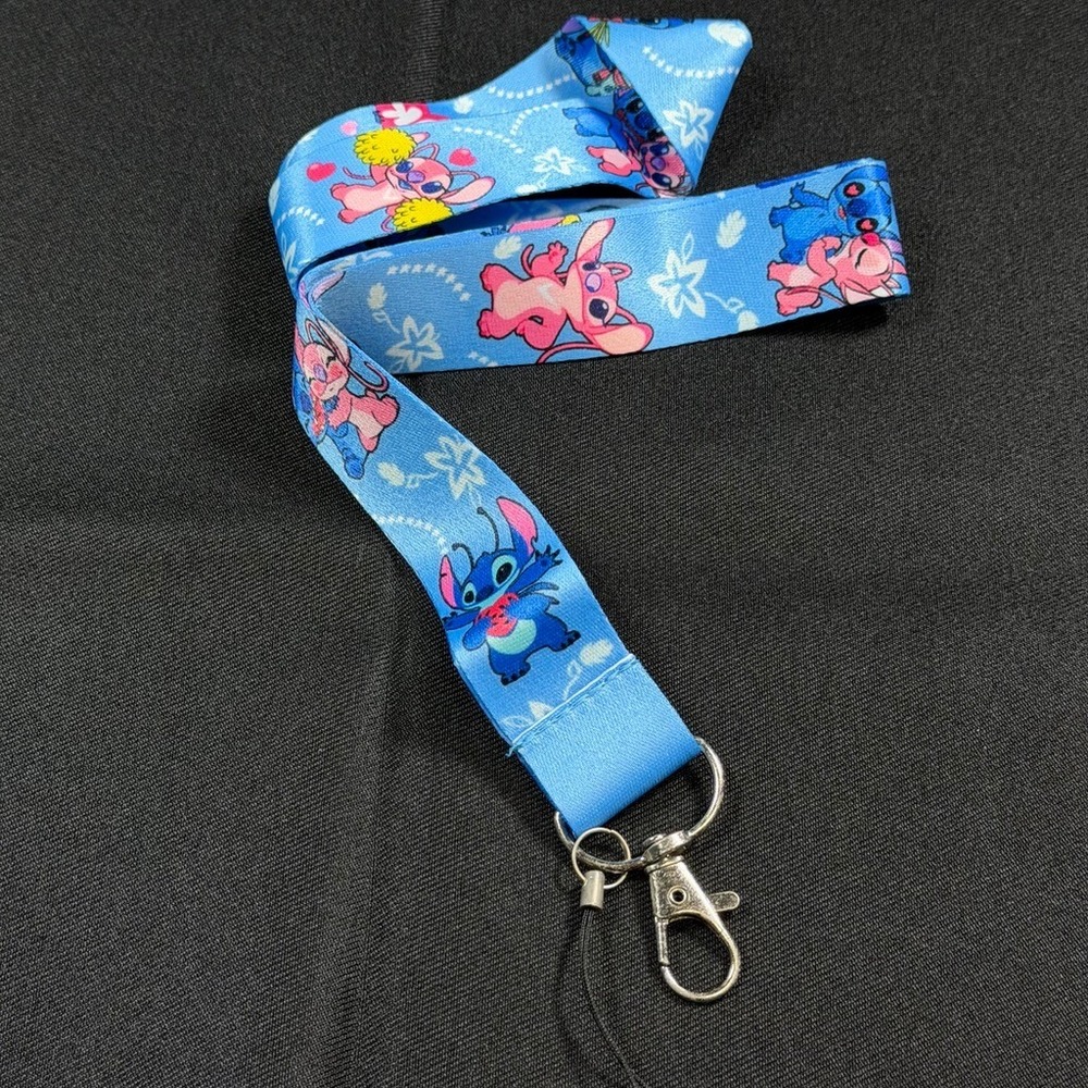 Disney Lilo and Stitch Blue Lanyard ID Badge Holder Key Keychain Strap